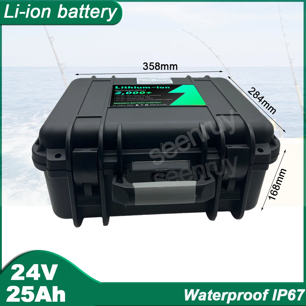 24V 25AH  ABS Li-ion With Charger Built-in 30A BMS Deep Cycle Electric Surfboard Fishing Boat Lithium Polymer Battery