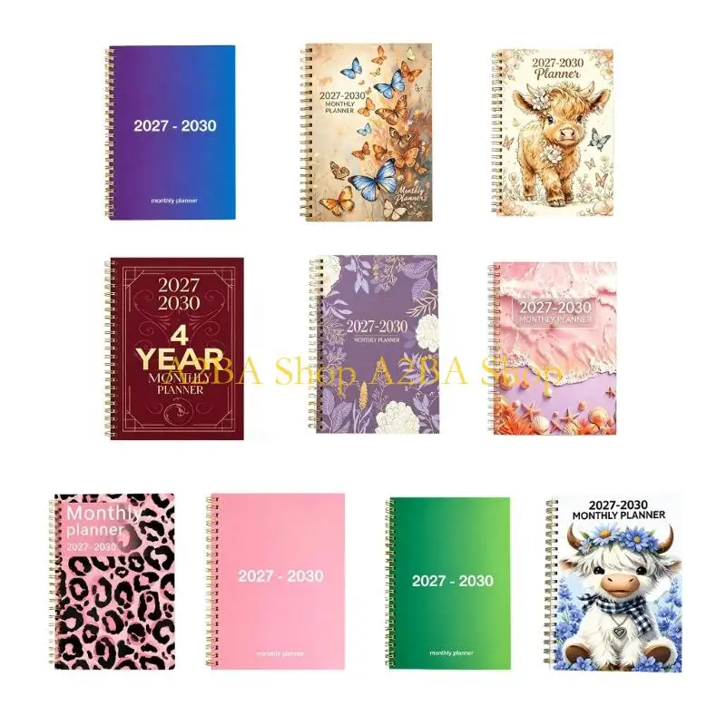 A2BA Paper Monthly Planning Calendar for 2027-2030, Coil-Bound with Dedicated Memo Space for Schedules and Important Dates