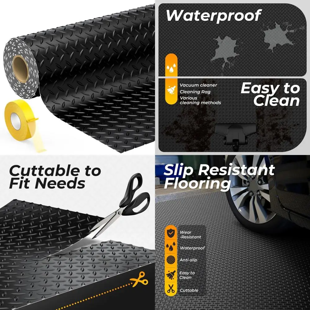 Thickened Rubber Garage Floor Mats 2.8mm - 140.4 SQFT Car Mat for Medium Size Garages
