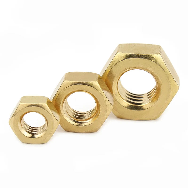 Solid Brass Copper Hex Hexagon Nut M1.4 M1.6 M2 M2.5 M3 M4 M5 M6 M8 M10 M12 M14 -M20 Screw Bolt DIN934