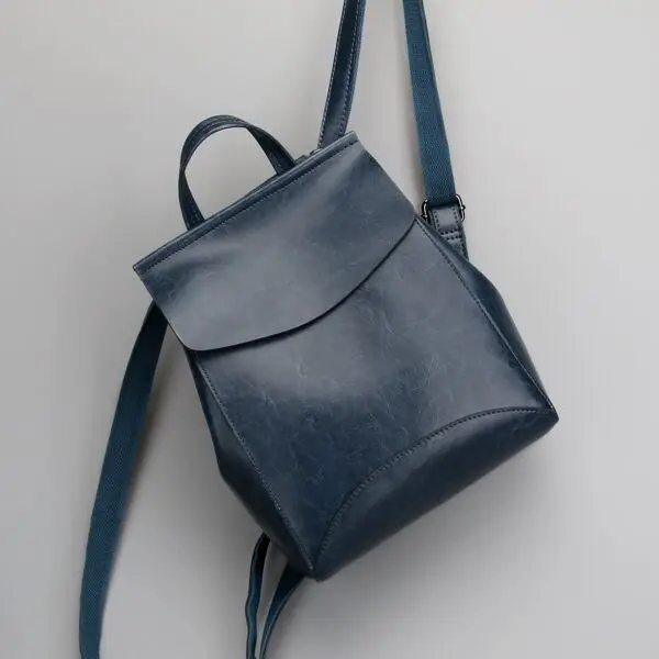 2025 Summer New European American Retro Genuine Leather Solid Color Backpack Women Double Shoulder Bag Stitched