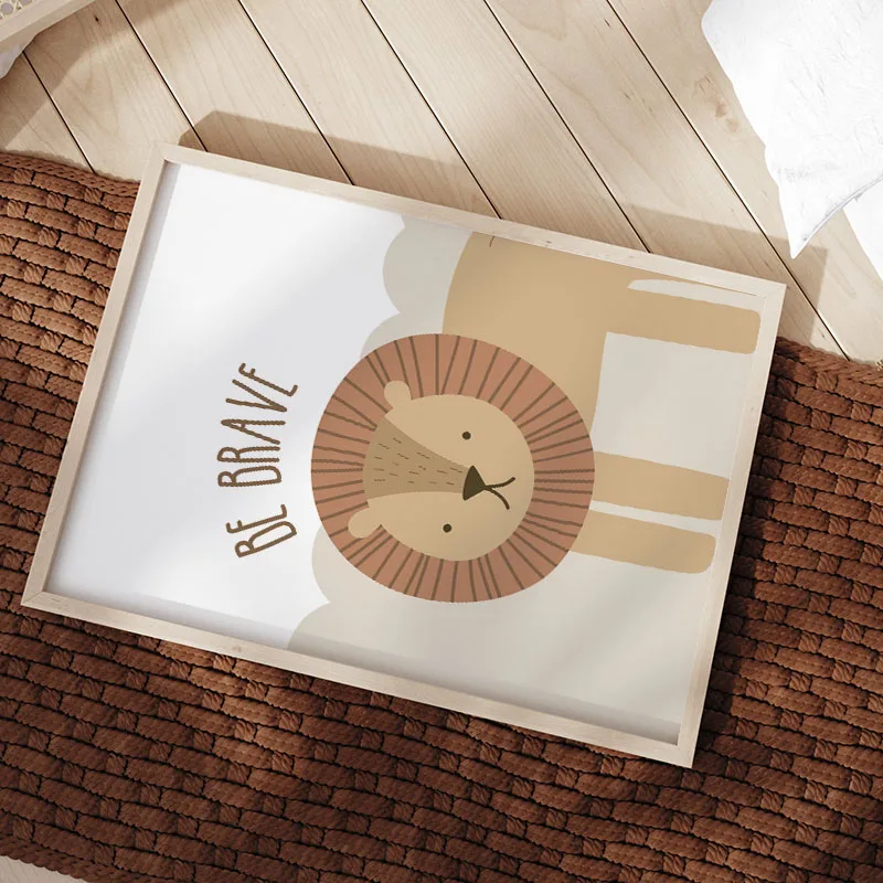 بوهو الأسد الزرافة النمر التمساح الغابة الحيوان الرسم على لوحات القماش الجدارية الشمال الملصقات والمطبوعات صور الطفل غرفة الاطفال ديكور #2