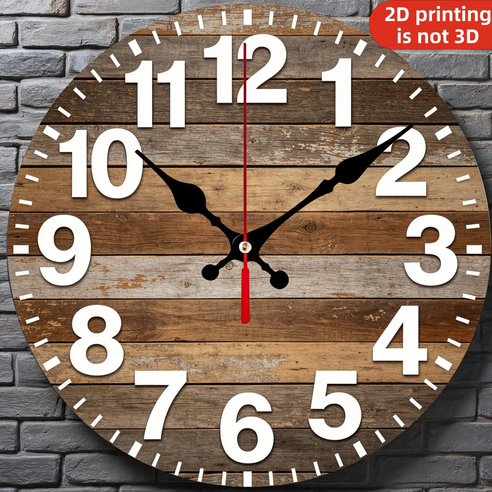 Rustic Wood Plank Wooden Wall Clock, Silent Non Ticking Quartz Movement, 10/12 Inch Round Wood Clock for Home Decor, Living Room Bedroom Wall Decoration