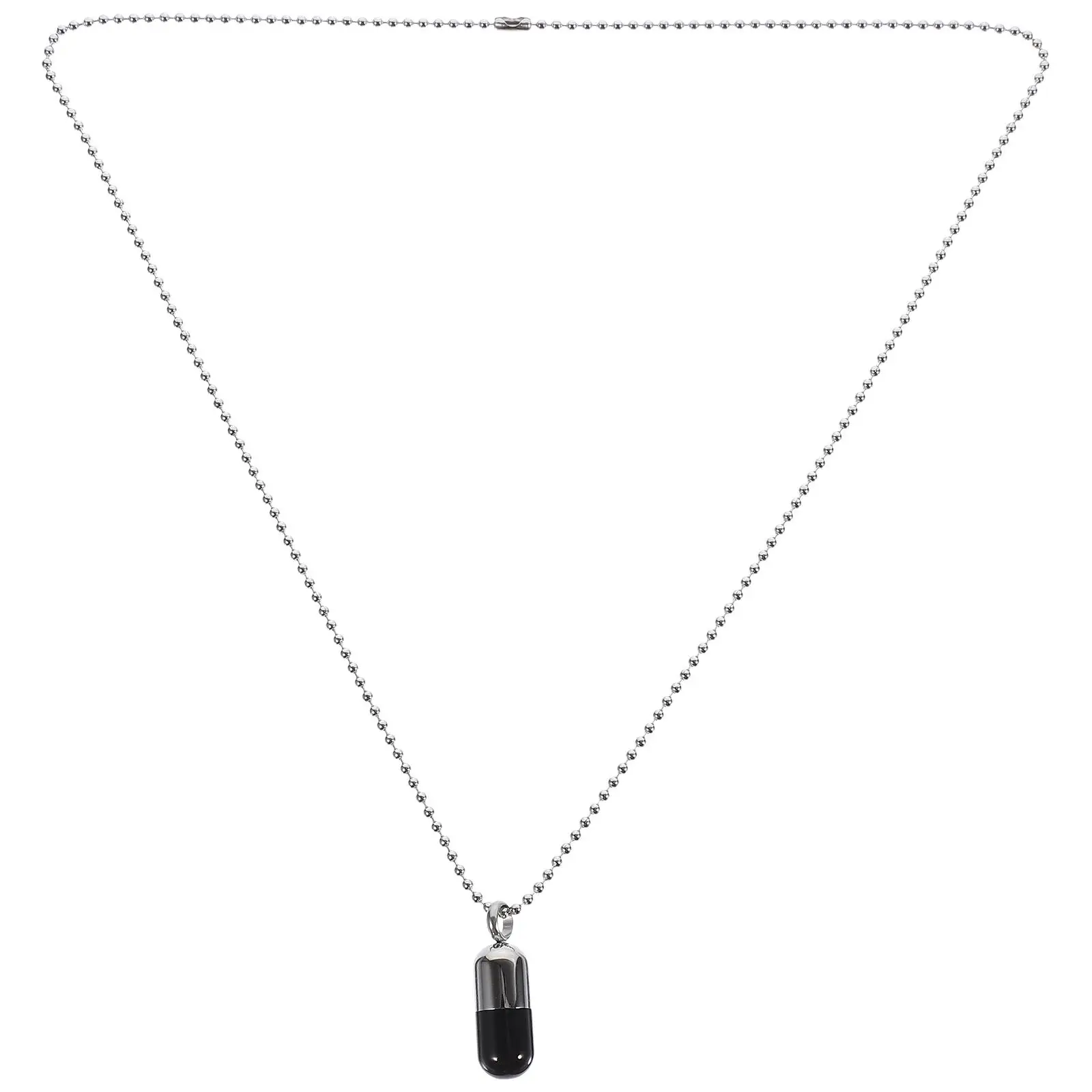 

Pill Perfume Bottle Pendant Charm Necklace Steel Color 55cm Bead Chain Openable Capsule For Women Men Jewelry Accessories Gift