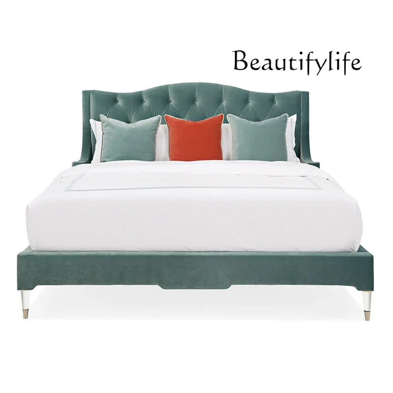 

Американская кровать из прозрачного акрила и фланели, французский люкс, двуспальная, для главной спальни, высококачественная мебель, индивидуальный заказ X