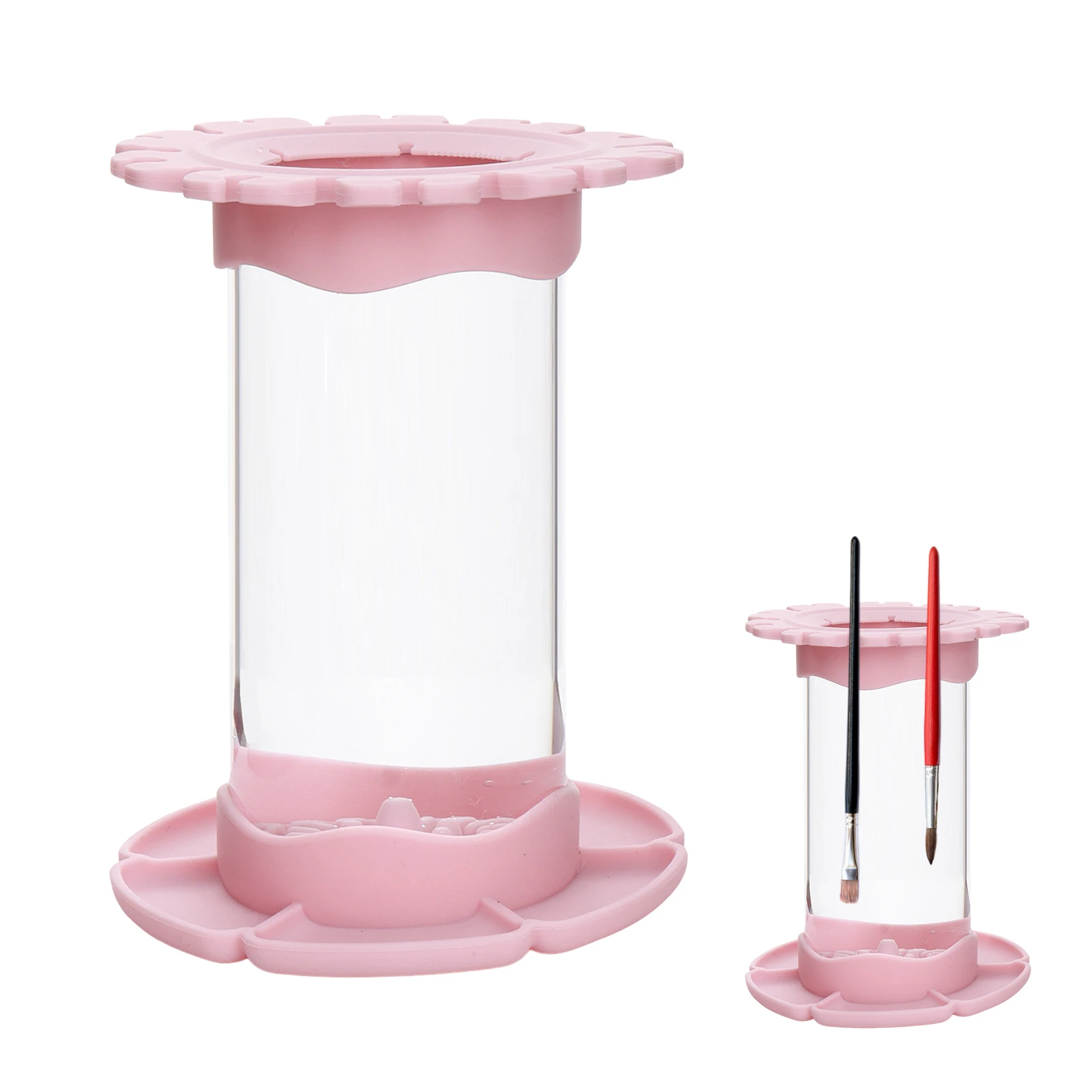 Silicone Pink Paint Brush Cleaner Art Transaprent Studio Rinse Cup Paintbrush All In One Multifunctional Classroom Outdoor Home