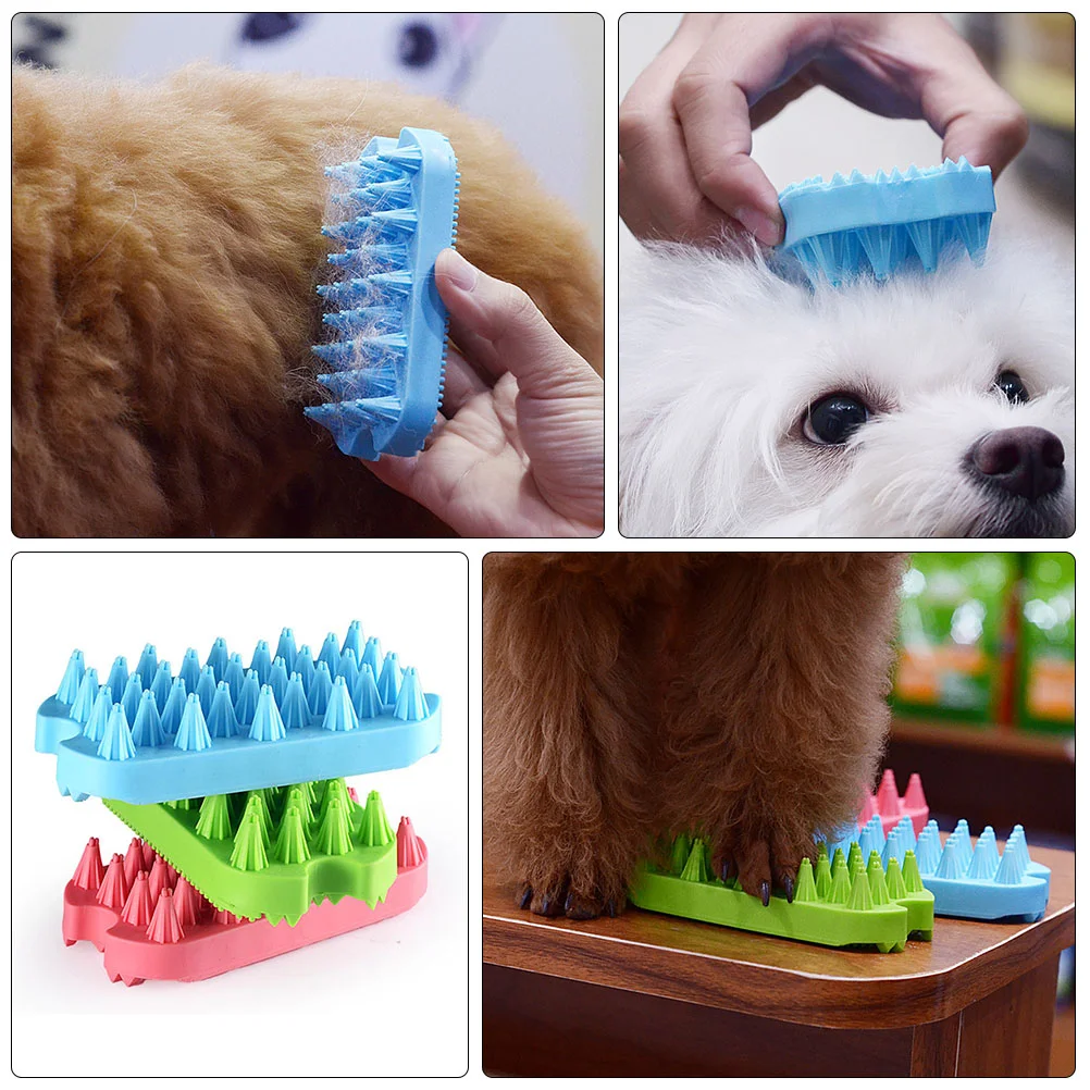 Pet Bath Massage Brush Dog Washing Shedding Cat Hair Remover Grooming Tool Message Comb The