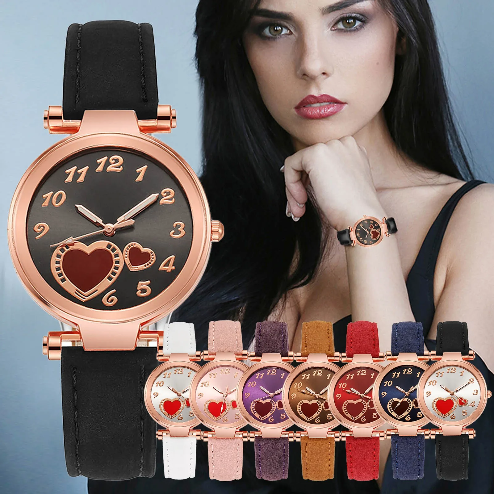 Love Ladies Watch Leather Strap Analog Quartz Watch Lightweight Alloy Dial Fashion Temperament Watch Fashion Reloj Mujer