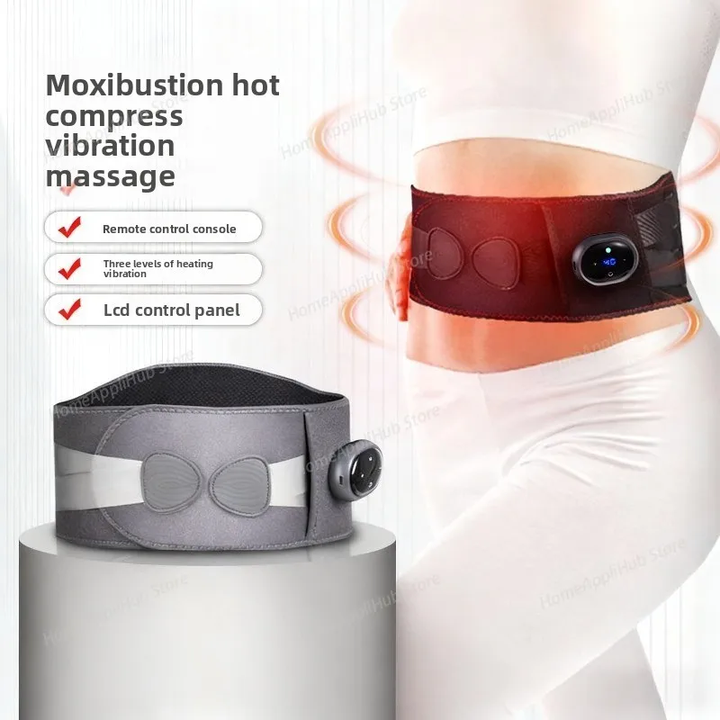 Heating Belt for Back Pain Relief Electric Heat Pad with Massage Vibration Wireless Remote Control Abdominal Massager