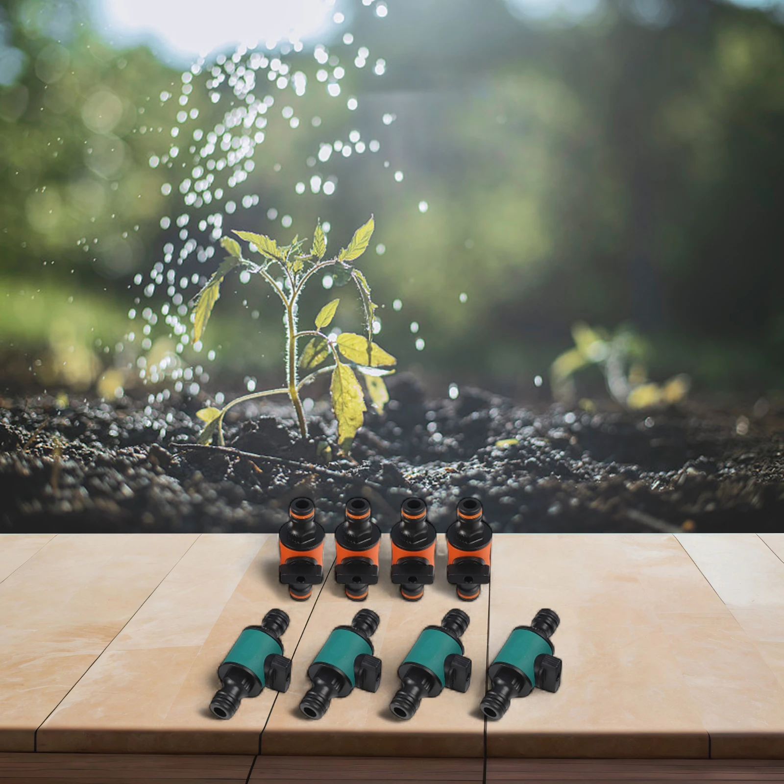 

Надежные двухходовые соединители для шлангов для садов, 4 шт., быстрые соединители с линейным запорным клапаном для контроля воды