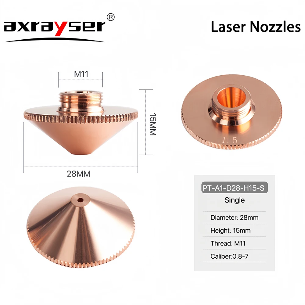 Ugello di taglio Laser Dia.28mm calibro 0.8-6.0mm ugello d\'aria a strato singolo/doppio strato per macchina Laser precisec WSX Raytools