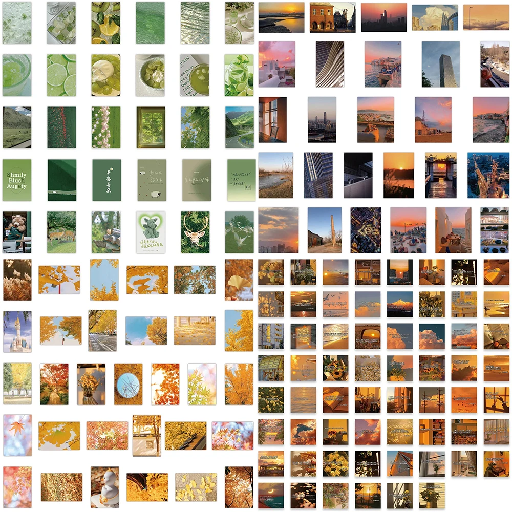 10/30/50PCS Green Gentle Sunset Autumn Scenery Pattern Stickers Series Sky Small Fresh INS Graffiti Decorative Guitar Wholesale
