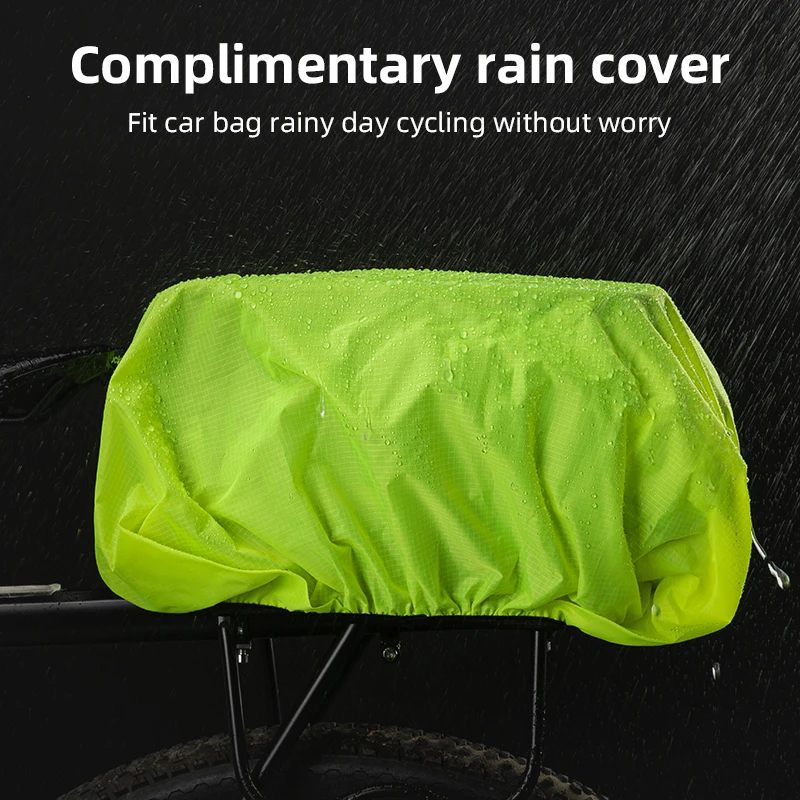 ROCKBROS Bicycle Bag Large Capacity Carrier Bike Rack Movable Compartments Two Color Seat Bag With Raincover Cycling Accessory