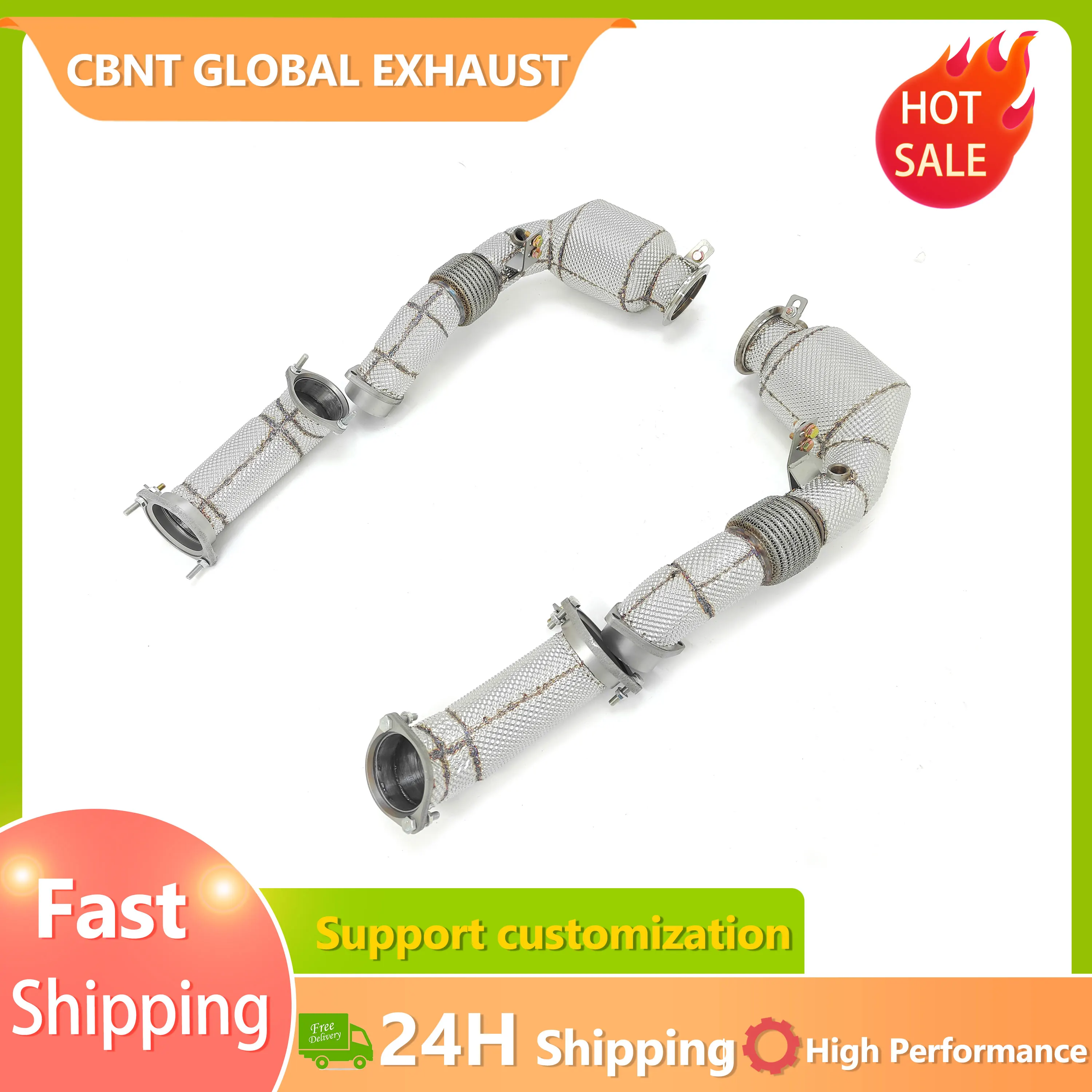 

CBNT Exhaust Headers & Front Pipe for BMW X5M F95 X6M F96 4.4T Downpipe with Heat Shield Exhaust-pipe with Catalytic Converter