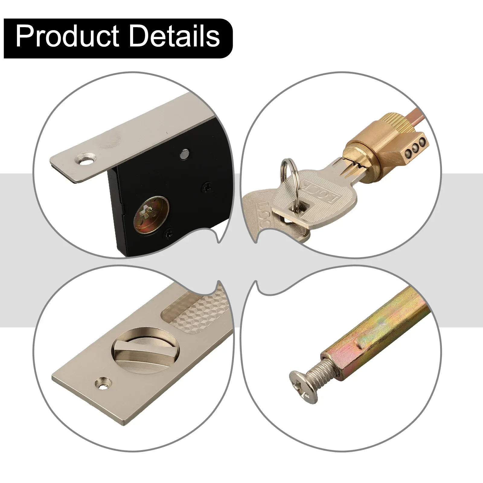 Invisible Door Lock Balcony Sliding Door Lock With Key Interior Kitchen Hook Lock Embedded Handle Door Lock Hardware