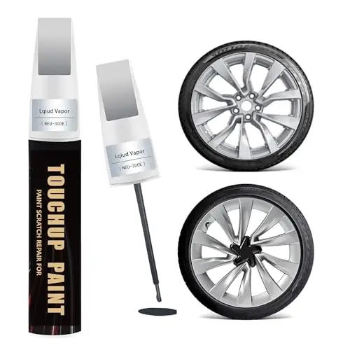 Nova Silver Car Rim Paint Touch Up Pen Compatible with Tesla,Premium Automotive Rim Paint for Curb Rash & Scratches