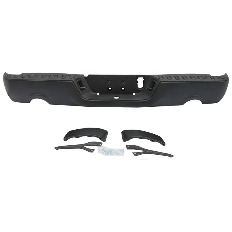 Cutting Style Black Rear Bumper Assembly W/ Exhaust Holes W/ O Sensor Holes For 2009-2018 Dodge RAM 1500