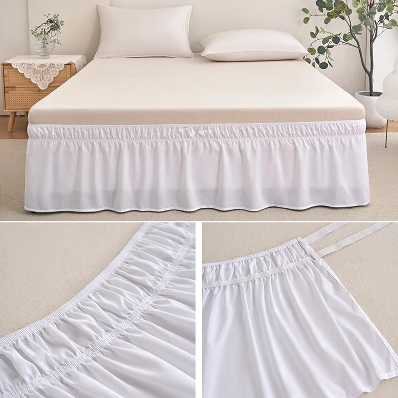 2.Adjustable Elastic Bed Base Ruffle Skirt No Lift Mattress Design White Anti-slip Bed Skirting Bedroom Decor