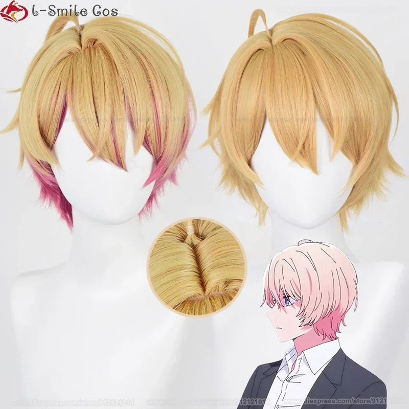 32cm Hoshino Akuamarin Cosplay Wig Anime Oshi No Ko Cosplay Orange Gold Rose Pink Hair Heat Resistant Party Anime Wigs + Wig Cap