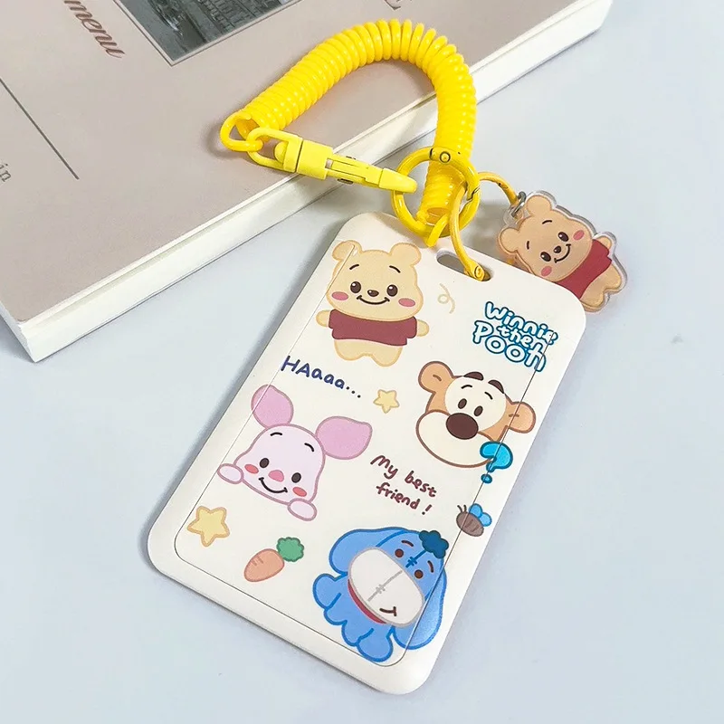 

Disney Winnie The Pooh Card Holder Cartoons Cute Kids Keychain Easy Retractable Keychain Office ID Card Pass Card Holders Gift