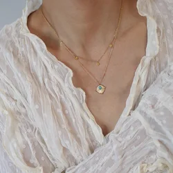 Stainless Steel Bohemian Double Layer Necklace for Women 18K PVD Plated Rust Proof High Quality Jewelry Bijoux