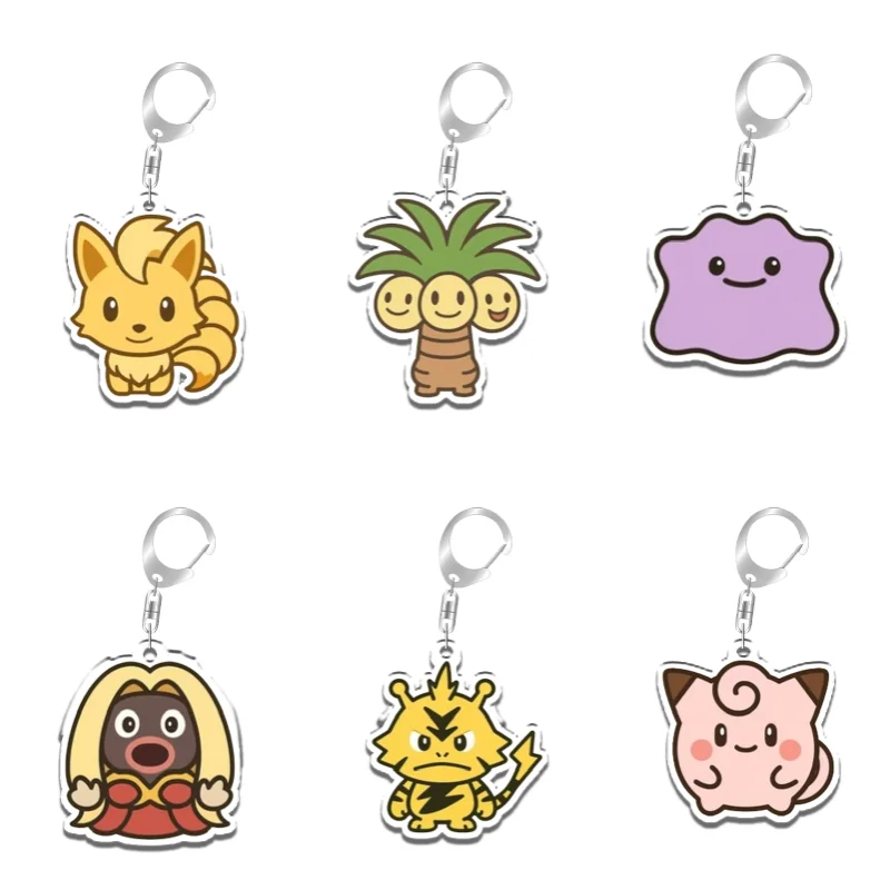 Chaveiro para Fãs de Pokémon: Marowak, Clefairy, Rayquaza, Krabby - Presente para Fãs de Anime e Jogos, Pingente de Mochila em Acrílico Reciclado, Decoração, Brinquedo Raro