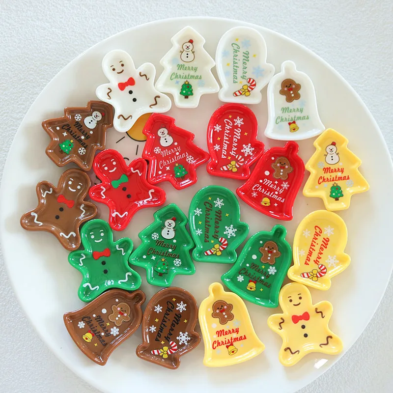 

4pcs Resin Christmas Tree Small Plate Accessories Charms Jewelry Making Decorating Bracelets Earrings And Car Accessories