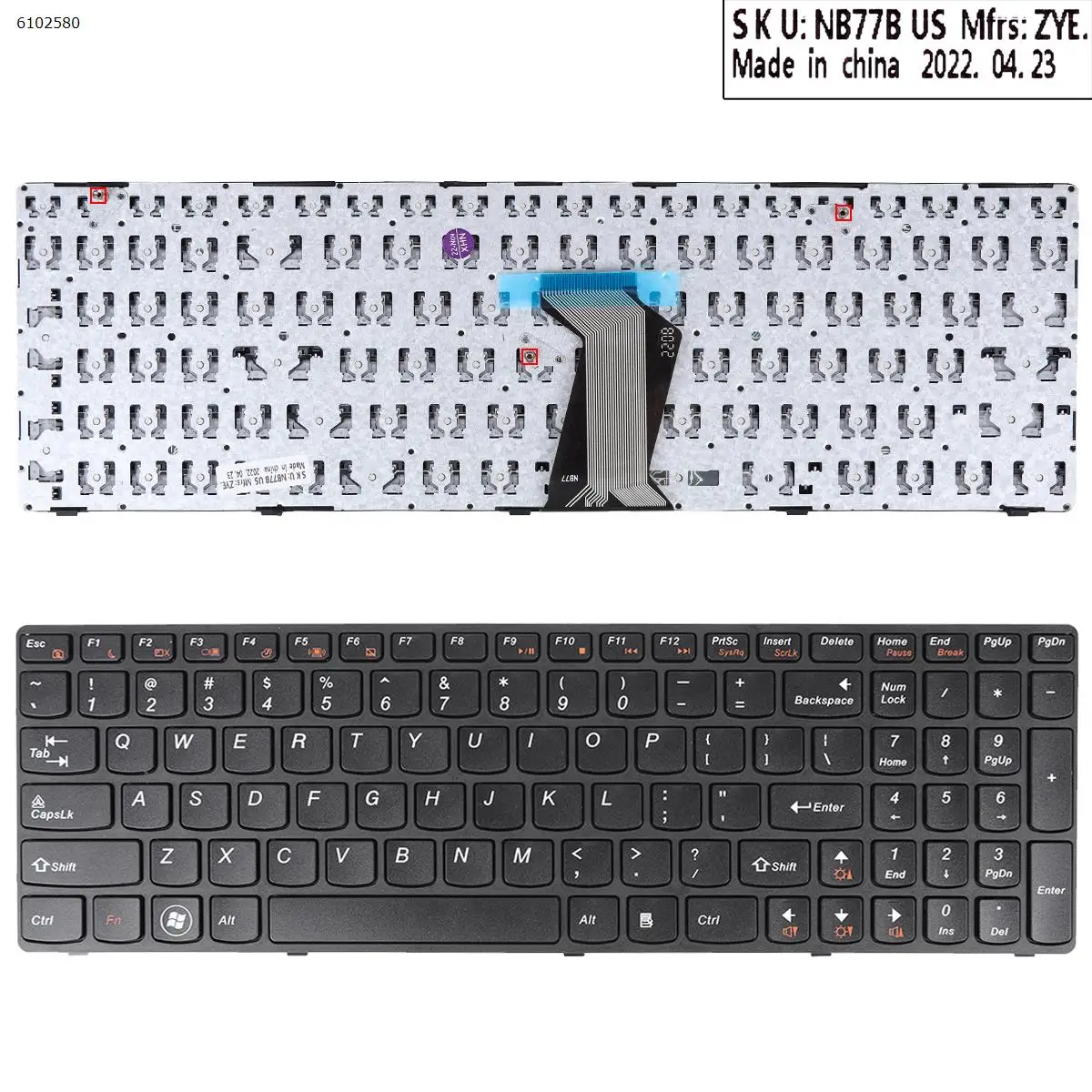 

US Laptop Keyboard for Lenovo Ideapad Z580 V580 G580 Black Frame