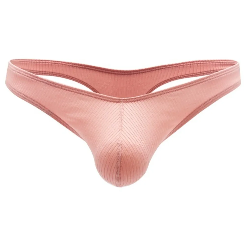 Comfortable Low Waist Men Thongs Thread Pattern Solid Color Men's Panties T-back Lingerie Male Briefs Men