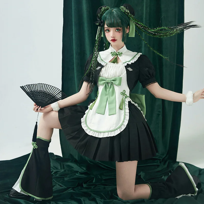 Cute Green Panda Bamboo Lolita OP Dress stile cinese donna migliorato Kawaii Girl Lolita abiti Vestidos Halloween Christmas Set