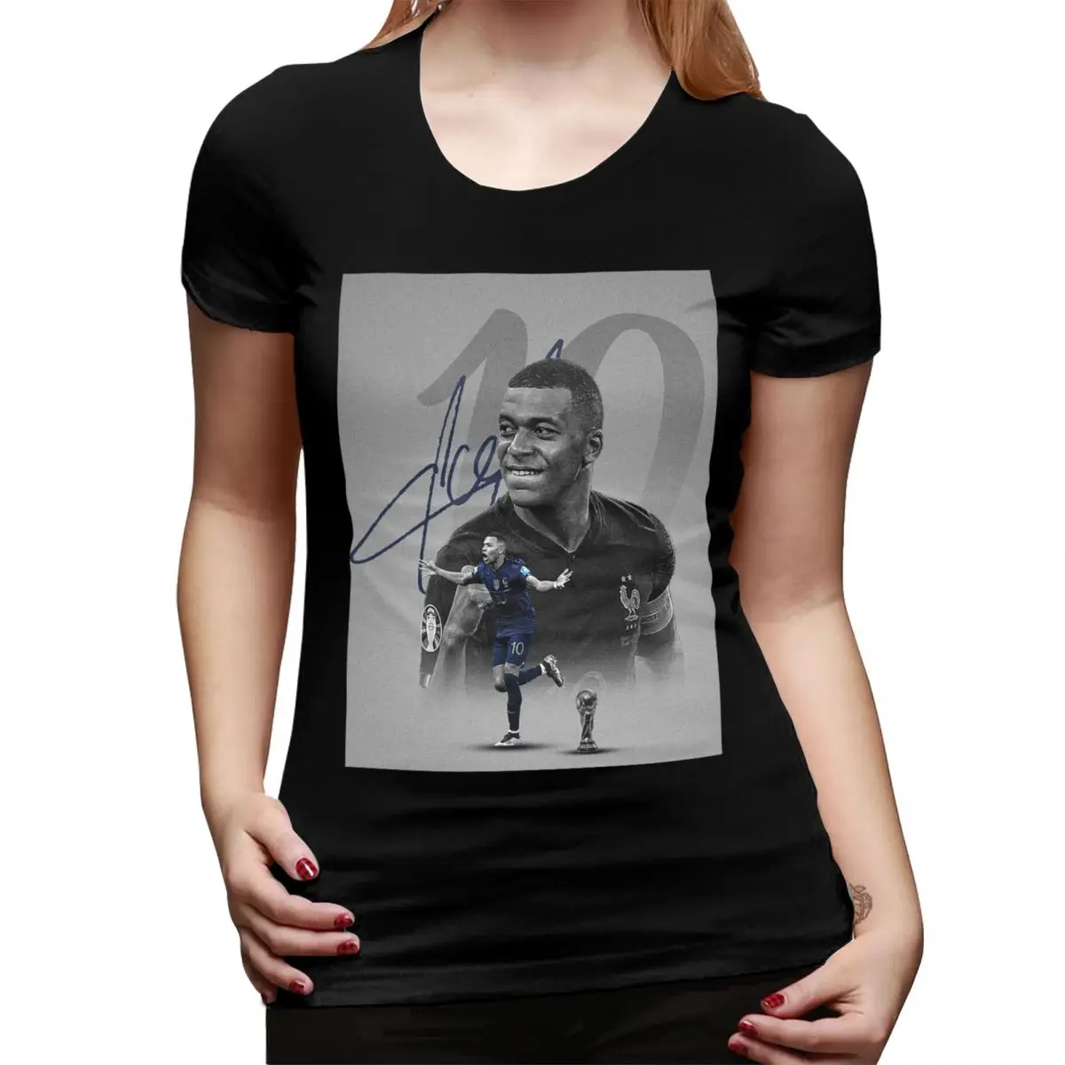 

Футбольная футболка KM Mbappe для женщин, уличная футболка с круглым вырезом, женская летняя одежда с короткими рукавами, топы