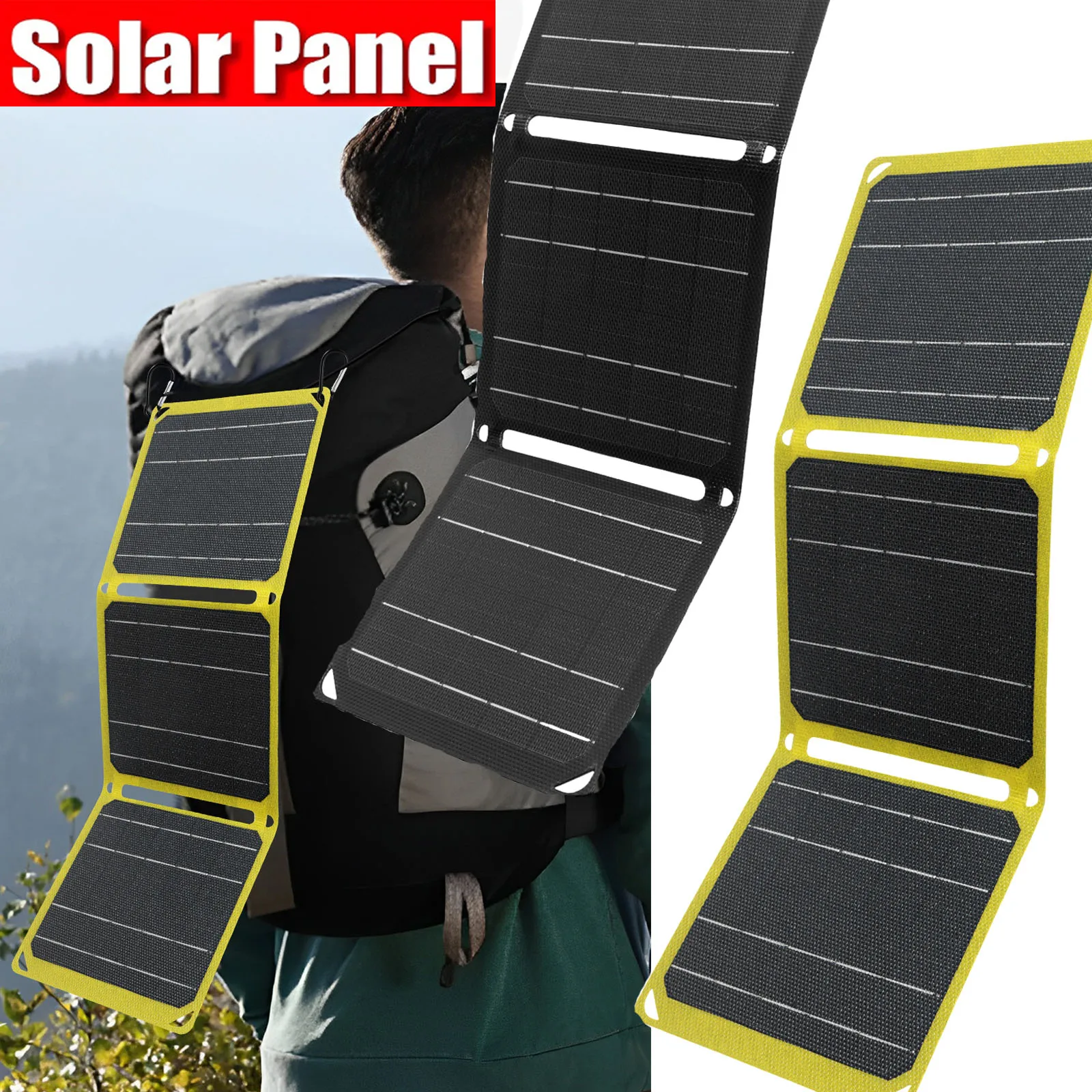 Outdoor powerful Portable Solar Panel 21W 2A IP68 Waterproof battery phone charger For USB A C Power bank suitable for Camp