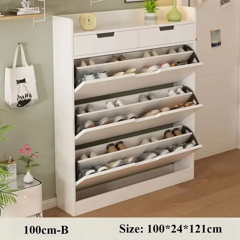 Narrow Shoe Cabinet Wooden Household Large Capacity Storage Cabinet Simple Modern Balcony Shoe Rack Doorway Dustproof Shelf image 6