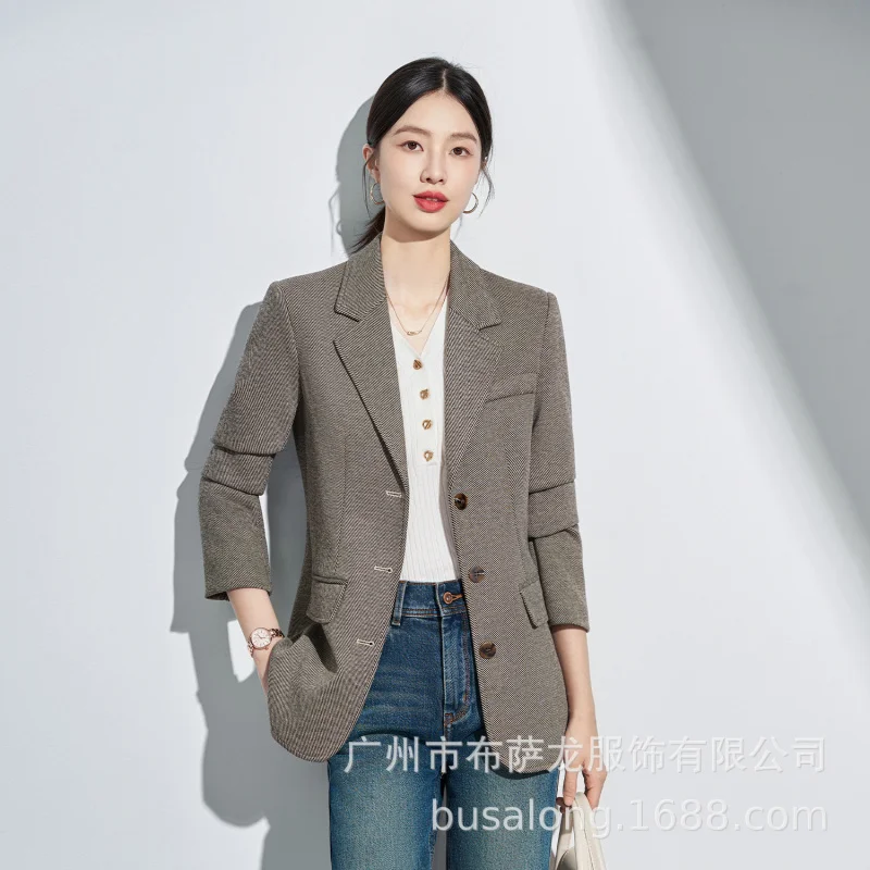 2025New women's business blazer with a professional look, long-sleeved formal suit jacket, women's single jacket workwearA7111