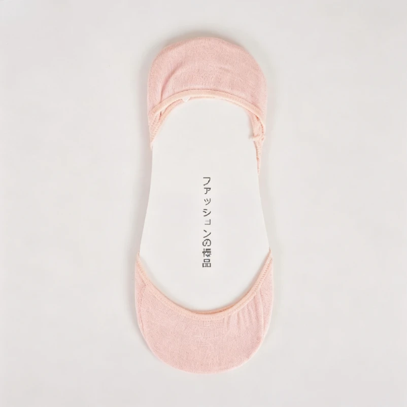 Light Pink Cotton No Show Invisible Socks Women, Anti-slip Low Cut Liner Foot Cover for Flats Loafers Daily Summer Casual