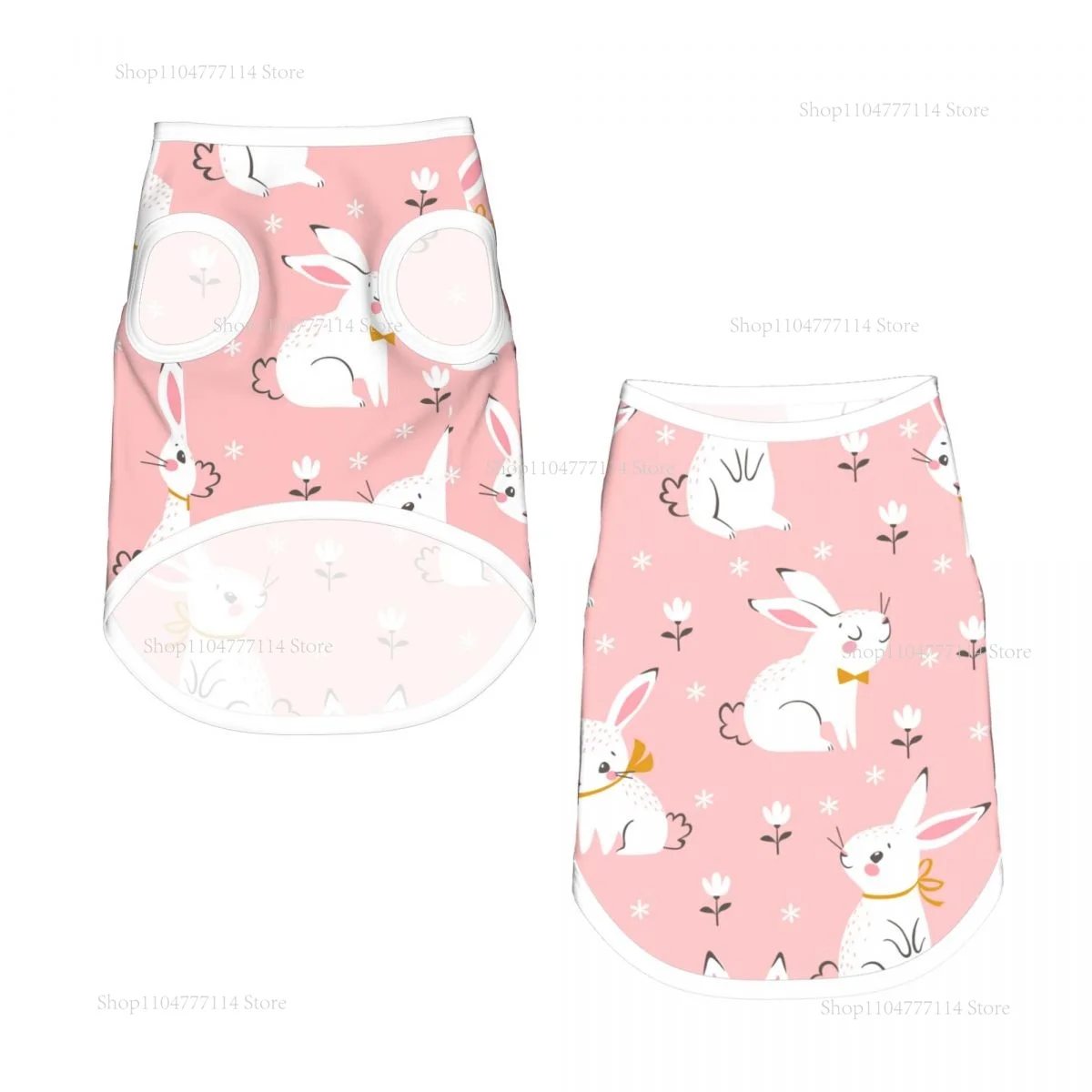 Ropa de verano para perros y gatos, chalecos transpirables para perros, chaleco para cachorros y gatos, Chihuahua, lindos conejitos blancos en camisas deportivas de Pug florales rosas