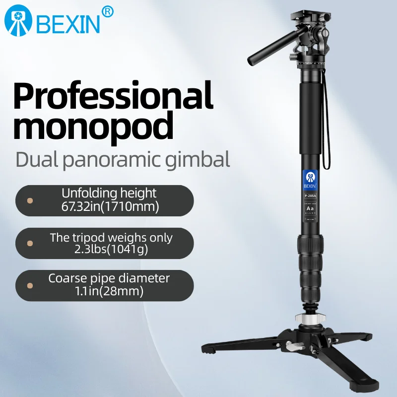 

BEXIN P285A,Camera Monopod,Aluminum Professional Video Monopod with Tripod Base,Suitable for SLR Cameras and Camcorde
