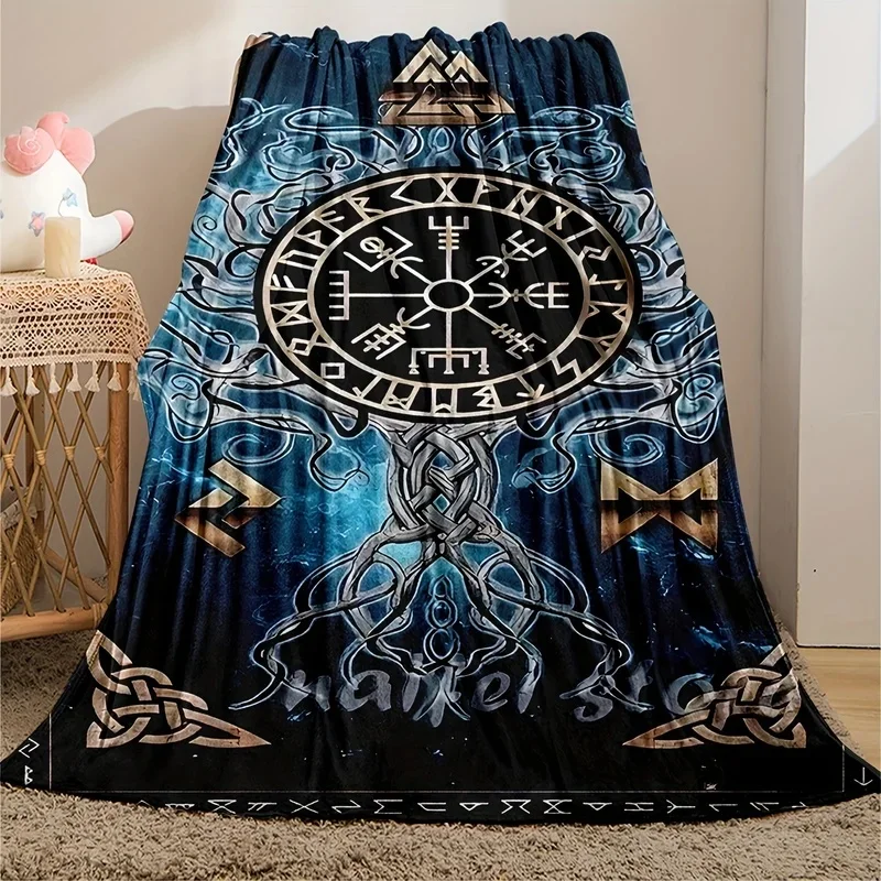 VIKAMA Viking Tree of Life Tapestry, Norse Rune Vegvisir Symbol Wall Hanging, Nordic Mythology Cloth Poster for Bedroom Decor