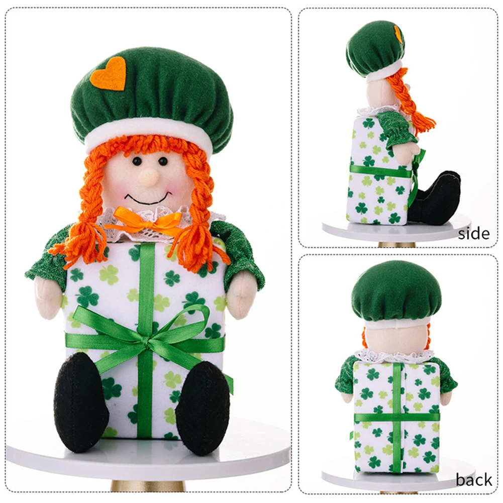Green Hat Plush Ornament Irish Theme Holiday Home Figurine Decor Gift Charming Gnome Plush Doll Add Good Luck And Joy