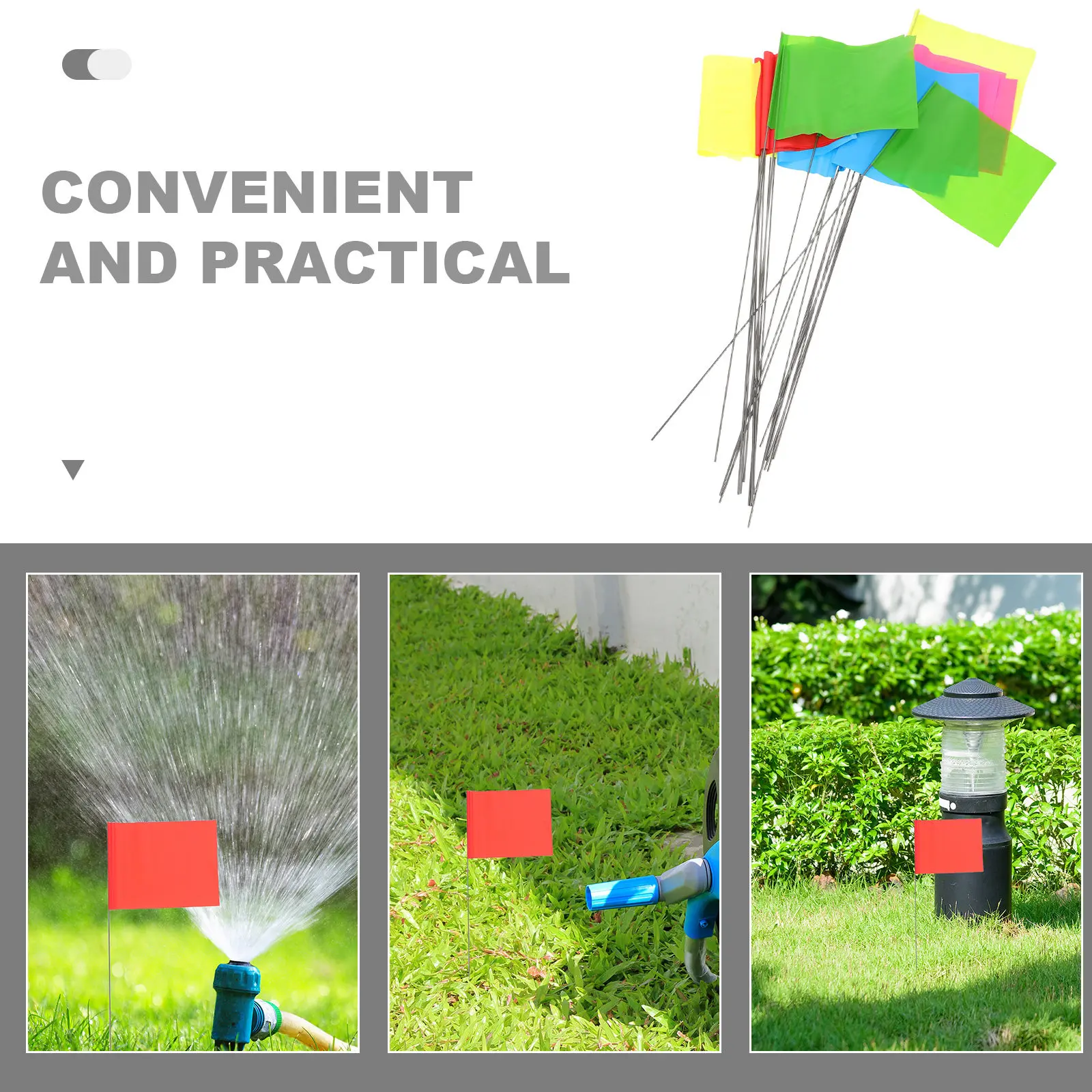 20Pcs Landmark Signal Flags High Visibility Weather Resistant Marking Flags with Steel Wire Stakes for Irrigation Landscape