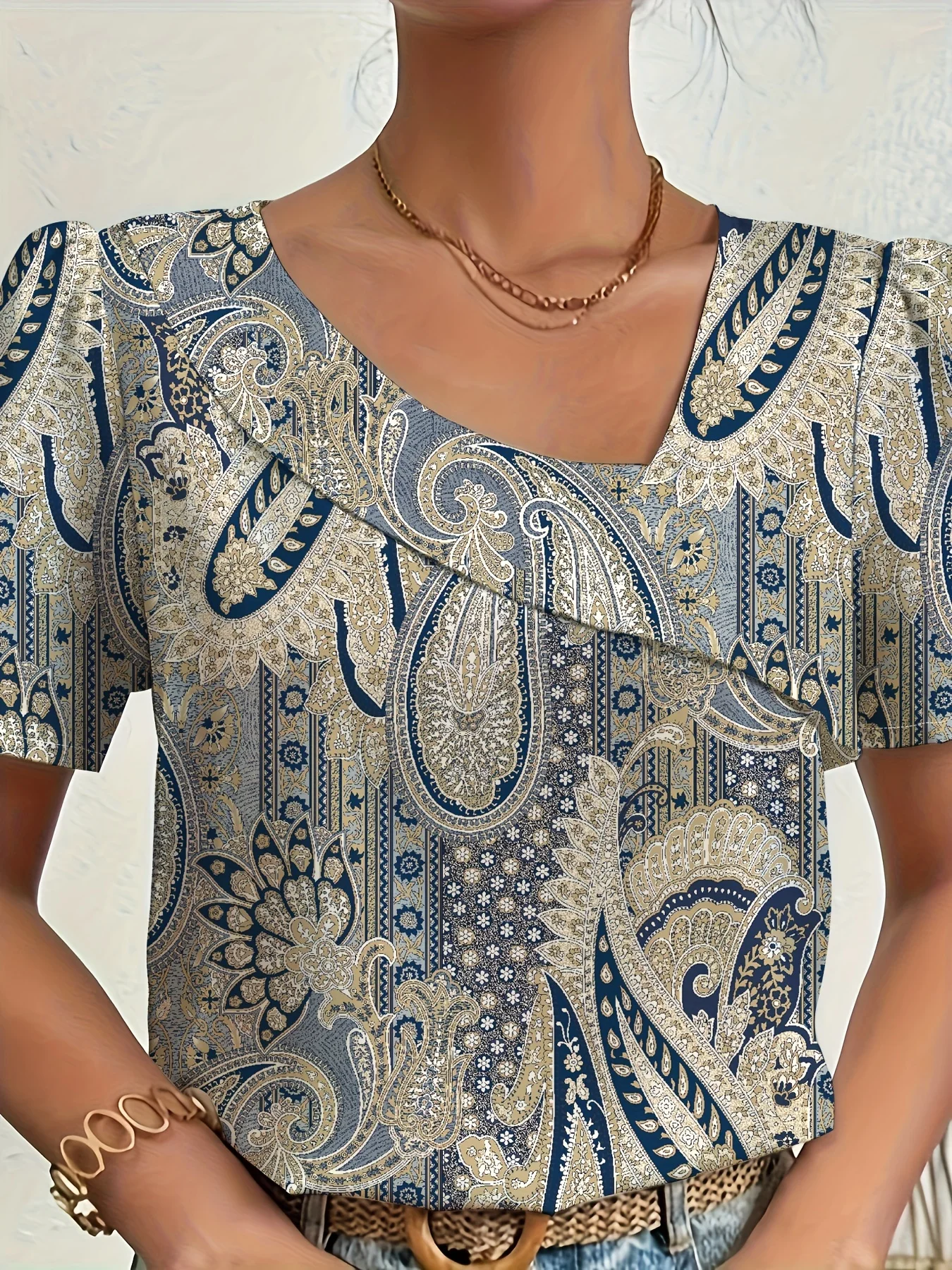 Camicetta temperamento Camicia casual da donna ampia Camicetta elegante a maniche corte per il giorno della settimana