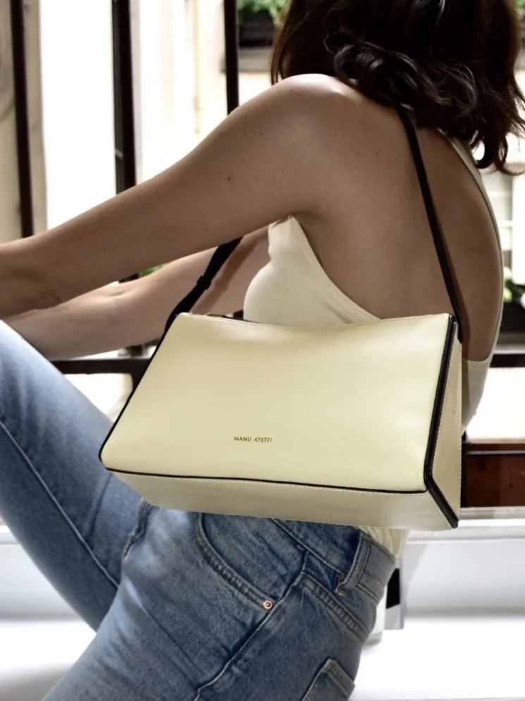 

Кожаная сумка через плечо Manu Atelier, женская сумка подмышками, сумка с призмой, сумка из мягкой кожи, модная повседневная сумка маленького размера