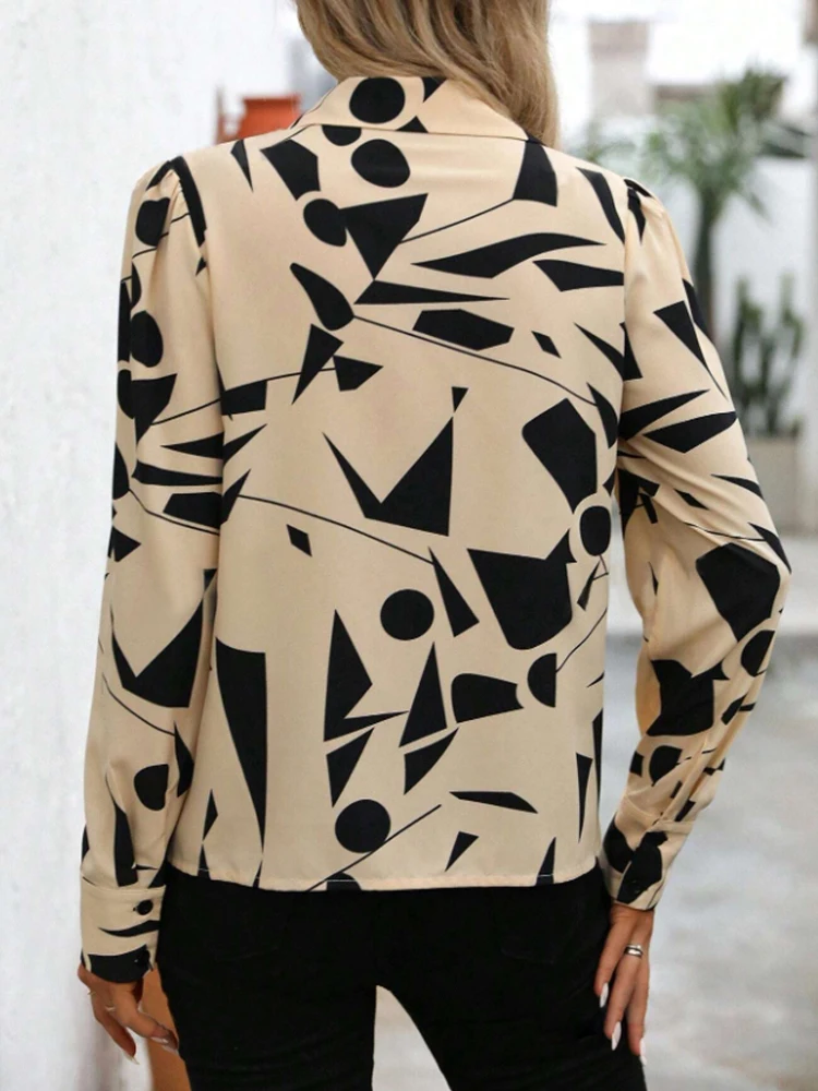 Camisa frontal con botones y estampado completo para mujer, Top informal a la moda para todas las estaciones, primavera y verano