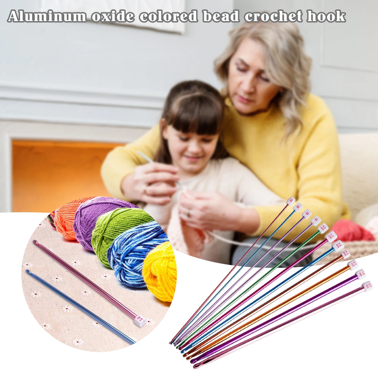 11pcs Multicolor Aluminum Crochet Hooks Easily Identify Crochet Hooks Stitch Markers Gift for Friends Family Members