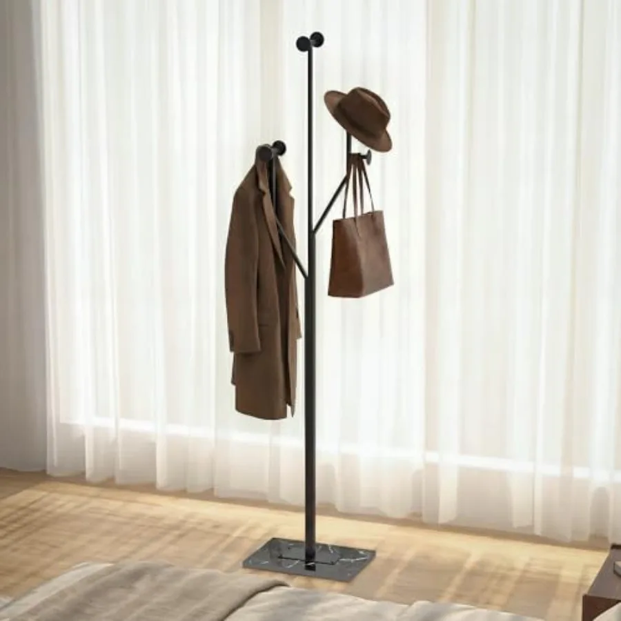 

Coat Rack Stand Freestanding Metal Coat Rack with Sturdy Marble Base Modern Standing Coat Rack Tree with 8 Hooks for Entryway B