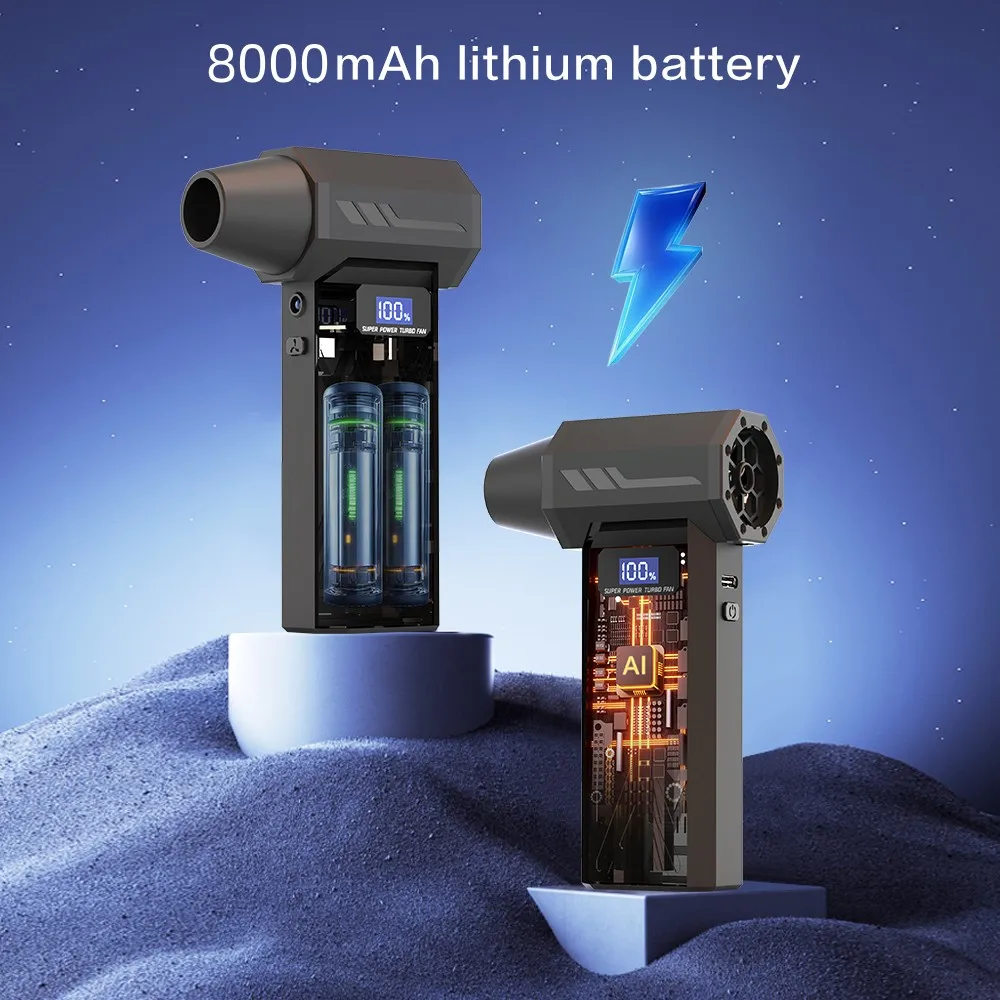 مروحة عنيفة 880000 دورة في الدقيقة منفاخ هواء قوي مروحة تربو مع شاشة LED وإضاءة منظف الغبار 4 تروس منفاخ توربو نفاث بدون فرش