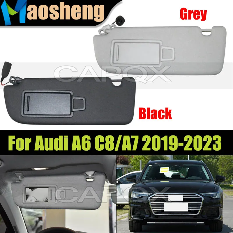 Black Or Grey Car Sun Visor For Audi A6 C8/A7 2019-2023 Side Shade Sunvisor With Mirror Sunshade Cover Shade Sun Visor 4K0857551