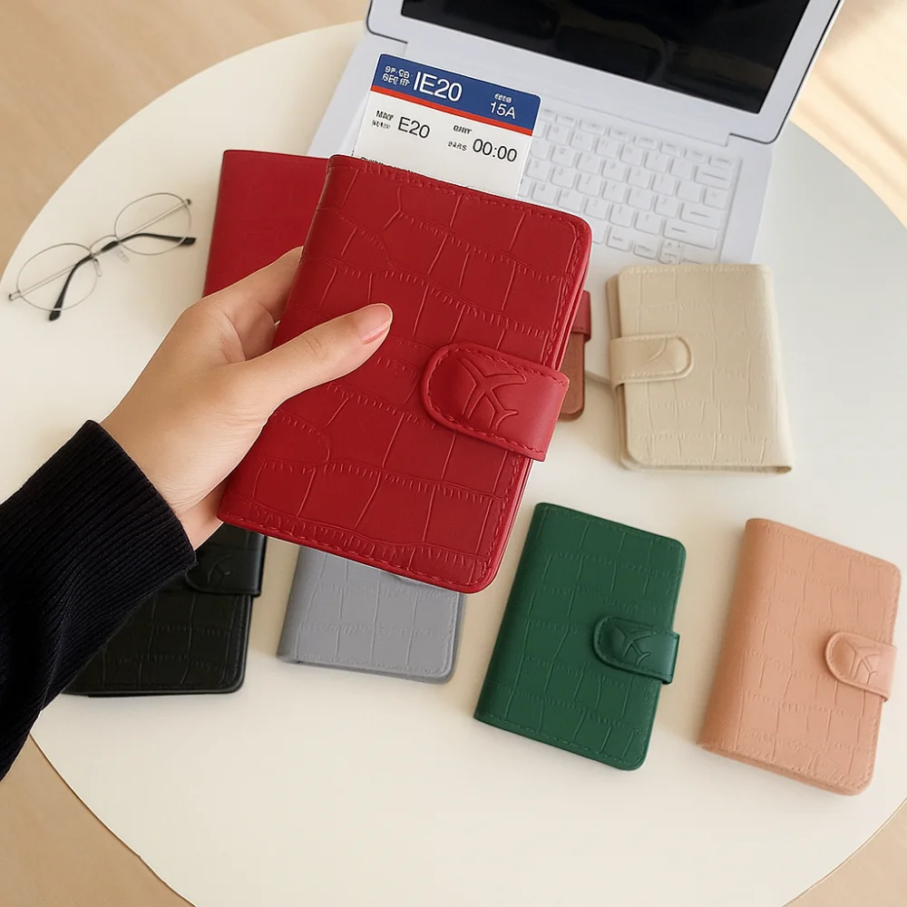 

RFID Anti-theft PU Passport Bag Multifunctional Card Holder Passband Holder Ticket Holder Airplane Check-in Travel Wallet Women