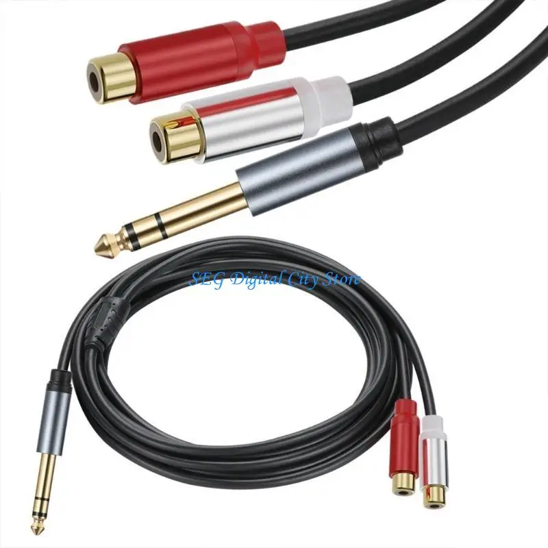 

U75B 6.35mm to 2RCA Cable, Gold plated 6.35mm 1/4inch Male to 2RCA Female Splitter Auditory Adapter Cable