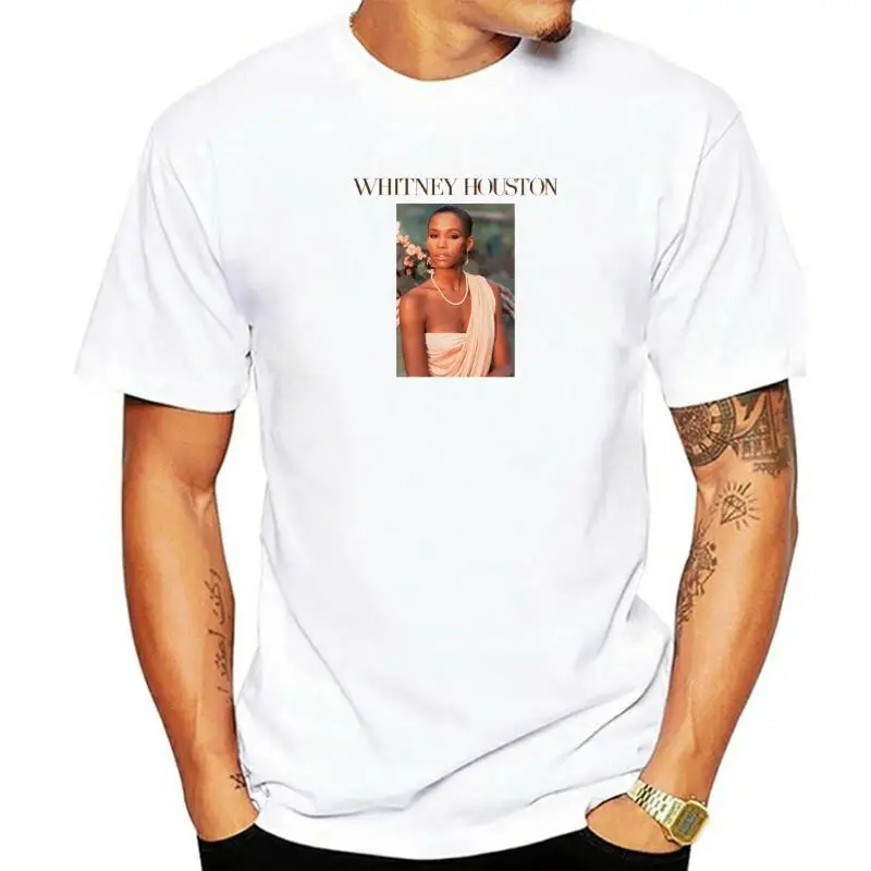 Mens Whitney Houston Short Sleeve Tshirt Black O-Neck T Shirt Men Top Tee Plus Size Harajuku